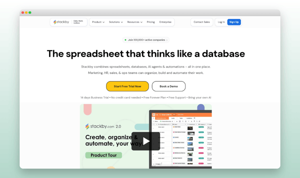 Stackby : The Spreadsheet That Thinks Like a Database